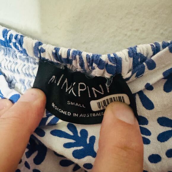 MINKPINK Blue Ithica Square Neck Cotton Print Ruffle Mini Dress Size Small - Picture 6 of 9